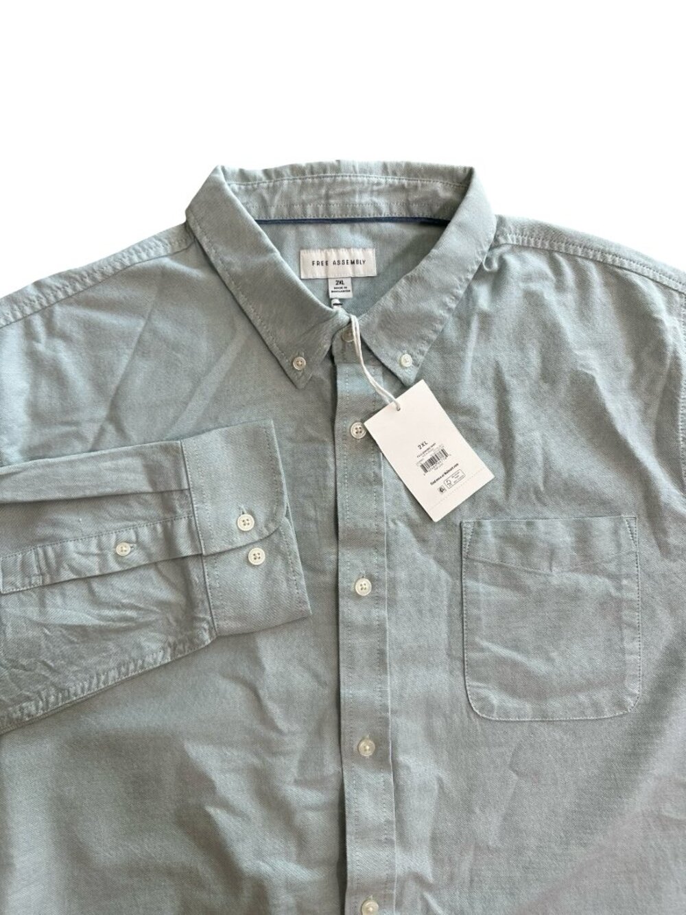 Free Assembly NWT Oxford Button Down Shirt Light Blue Men's 2XL Long Sleeve